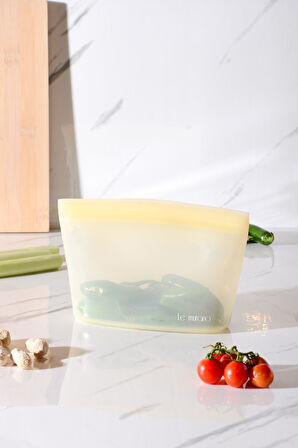 Lush Hava Sızdırmaz Kilitli Silikon Saklama Torbası 1000 ml | Sarı