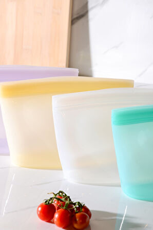 Lush Hava Sızdırmaz Kilitli Silikon Saklama Torbası 1000 ml | Sarı