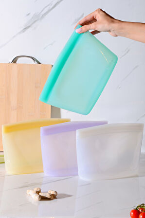Lush Hava Sızdırmaz Kilitli Silikon Saklama Torbası 1500 ml | Yeşil