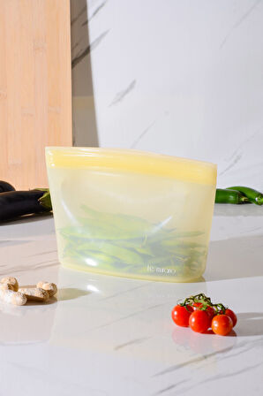 Lush Hava Sızdırmaz Kilitli Silikon Saklama Torbası 1500 ml | Sarı