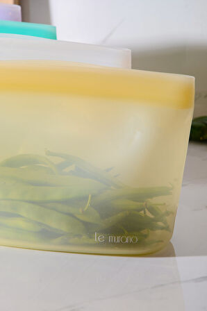 Lush Hava Sızdırmaz Kilitli Silikon Saklama Torbası 1500 ml | Sarı