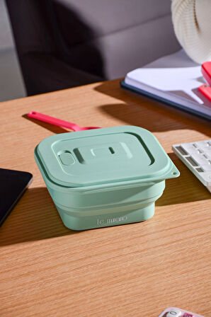 Larry Hava Sızdırmaz Kare Katlanabilir Silikon Saklama Kabı 500 ml | Yeşil