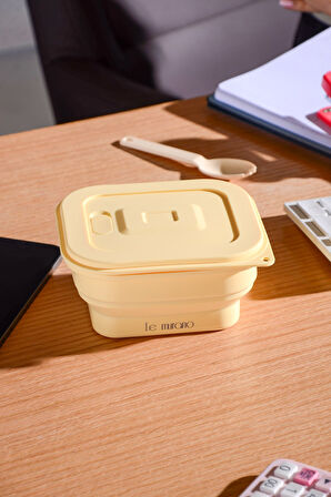 Larry Hava Sızdırmaz Kare Katlanabilir Silikon Saklama Kabı 500 ml | Sarı