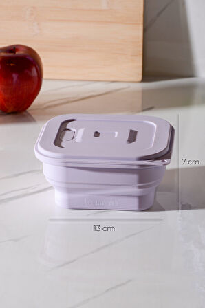Larry Hava Sızdırmaz Kare Katlanabilir Silikon Saklama Kabı 500 ml | Mor