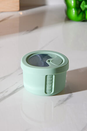 Pastel Hava Sızdırmaz Yuvarlak Silikon Saklama Kabı 150 ml | Yeşil