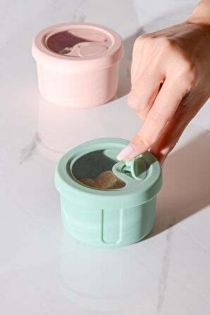 Pastel Hava Sızdırmaz Yuvarlak Silikon Saklama Kabı 150 ml | Yeşil