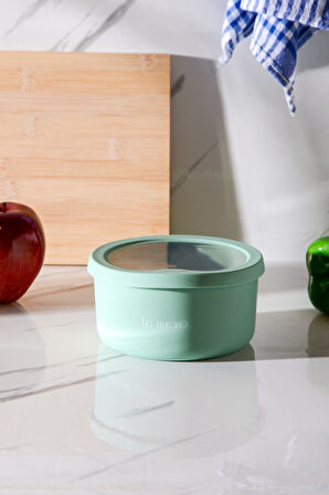 Pastel Hava Sızdırmaz Yuvarlak Silikon Saklama Kabı 600 ml | Yeşil