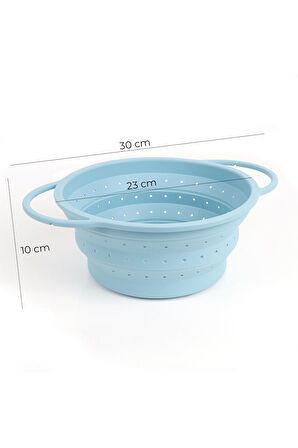 Flow Katlanabilir Isıya Dayanıklı Silikon Süzgeç 23 cm | Mavi