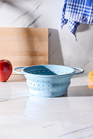 Flow Katlanabilir Isıya Dayanıklı Silikon Süzgeç 20 cm | Mavi