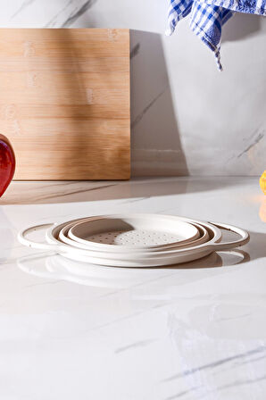Flow Katlanabilir Isıya Dayanıklı Silikon Süzgeç 20 cm | Krem