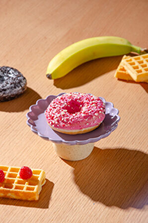 Fungo Ayaklı Pasta Kek Sunum Tabağı 15 cm | Mor