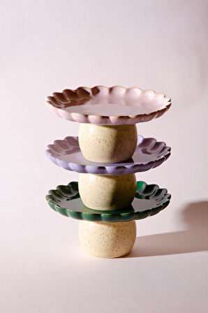 Fungo Ayaklı Pasta Kek Sunum Tabağı 15 cm | Yeşil