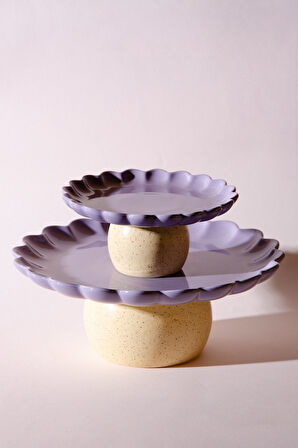 Fungo Ayaklı Pasta Kek Sunum Tabağı 23 cm | Mor