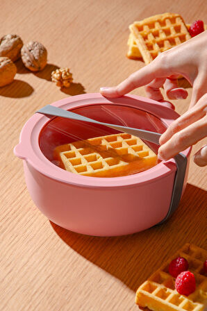 Moca Stoneware Hava Geçirmez Şeffaf Kapaklı Saklama Kabı 1000 ml | Pembe