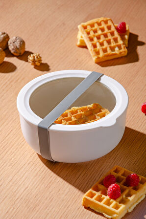 Moca Stoneware Hava Geçirmez Şeffaf Kapaklı Saklama Kabı 1000 ml | Beyaz