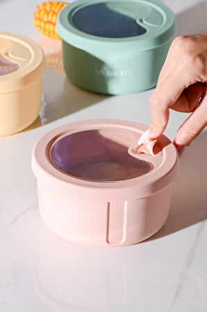 Pastel Hava Sızdırmaz Yuvarlak Silikon Saklama Kabı 400 ml | Pembe