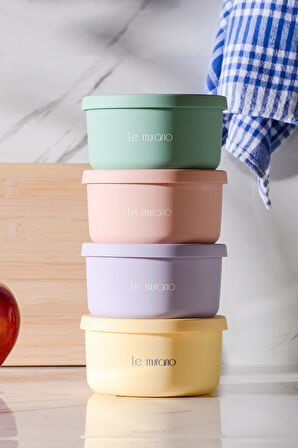 Pastel Hava Sızdırmaz Yuvarlak Silikon Saklama Kabı 400 ml | Pembe