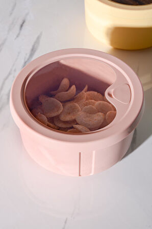 Pastel Hava Sızdırmaz Yuvarlak Silikon Saklama Kabı 600 ml | Pembe