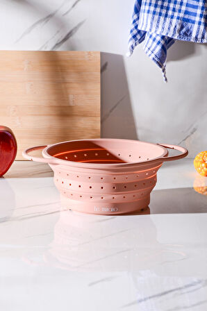 Flow Katlanabilir Isıya Dayanıklı Silikon Süzgeç 20 cm | Pembe