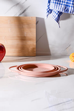 Flow Katlanabilir Isıya Dayanıklı Silikon Süzgeç 20 cm | Pembe