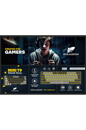 Mini T9 Türkçe Q Mekanik Klavye Red Switch Gamer Oyuncu Klavyesi