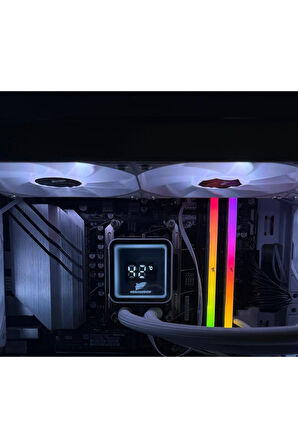 TR240 ARGB Sıvı Soğutucu Dijital Derece Göstergeli İşlemci Soğutucu Fan (BEYAZ RENK)