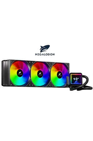 TR360 ARGB Sıvı Soğutucu (SİYAH RENK) DERECE GÖSTERGELİ İşlemci Soğutucu Fanı