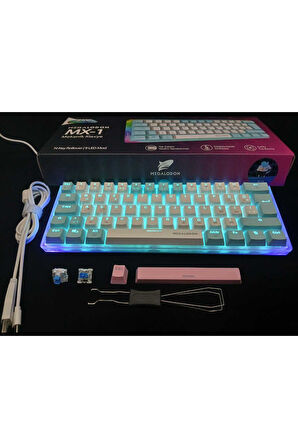 Rgb Oyuncu Klavyesi MX-1 Mekanik Gaming Blue Switch Klavye Türkçe Q Beyaz Mini Klavye
