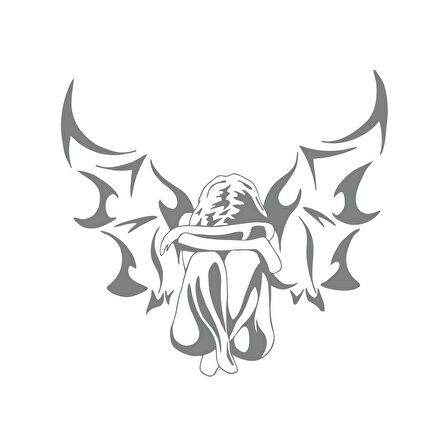 Melek Araba Sticker 17x17 Cm Gri