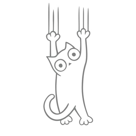 Tutunmaya Çalışan Kedi Araba Sticker 17x17 Cm Gri