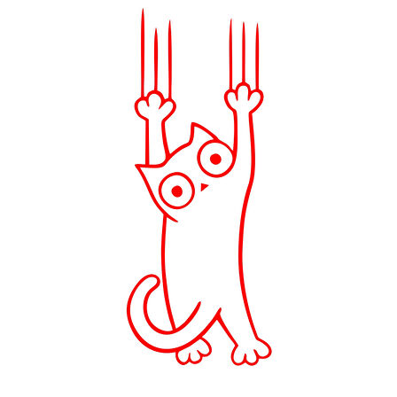 Tutunmaya Çalışan Kedi Araba Sticker 17x17 Cm Kırmızı