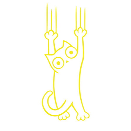 Tutunmaya Çalışan Kedi Araba Sticker 17x17 Cm Sarı