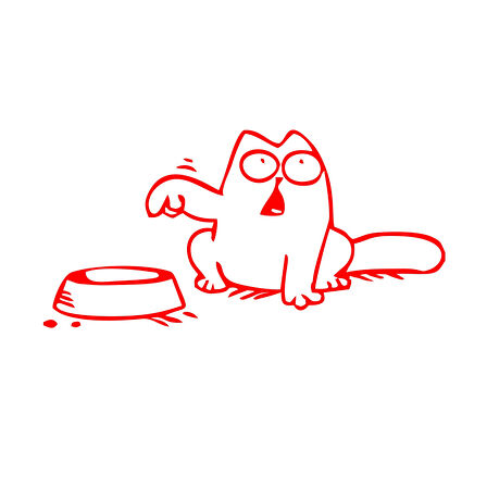 Beslenmeyi Bekleyen Kedi Araba Sticker 17x17 Cm Kırmızı