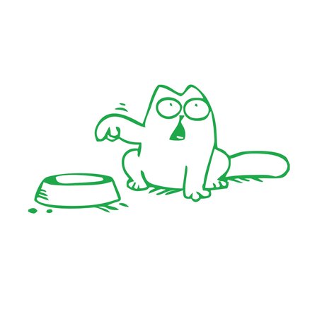 Beslenmeyi Bekleyen Kedi Araba Sticker 17x17 Cm Yeşil