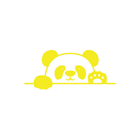 Panda Araba Sticker 17x17 Cm Sarı