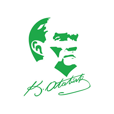 Atatürk Silüet ve İmza Sticker 17x17 Cm Yeşil