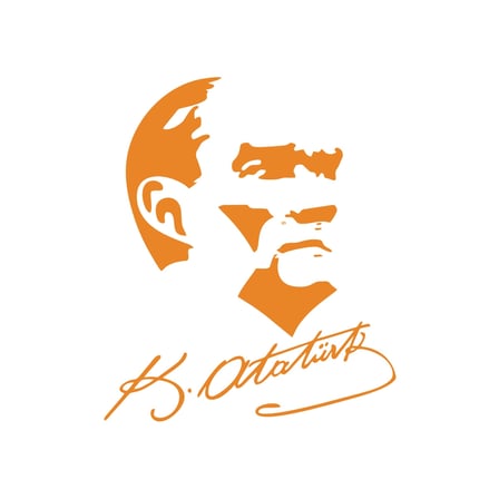 Atatürk Silüet ve İmza Sticker 17x17 Cm Turuncu
