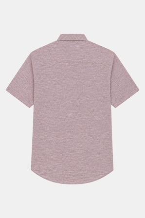 Bordo %100 Pamuk Düğmeli Yaka Regular Fit Cepli Kısa Kollu Gömlek 