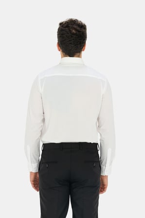 Beyaz %100 Pamuk Regular Fit Sivri Yaka Uzun Kollu Gömlek