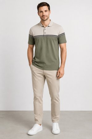 Sabri Özel  Polo Yaka Düğmeli Merserize Erkek T-Shırt SS2300059-Yeşil