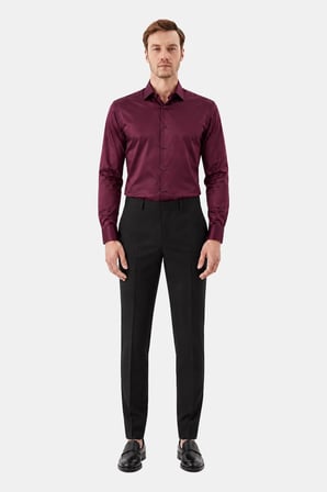 Bordo KLASİK YAKA REGULAR GÖMLEK