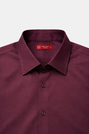 Bordo KLASİK YAKA REGULAR GÖMLEK