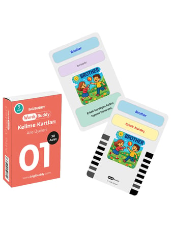 WordsBuddy Çocuklar İçin Türkçe İngilizce Aile ve Sosyal Çevre Paketi 90 Kart 3'lü Set (Cihaz Hariç)