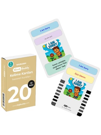 WordsBuddy Çocuklar İçin Türkçe İngilizce Aile ve Sosyal Çevre Paketi 90 Kart 3'lü Set (Cihaz Hariç)