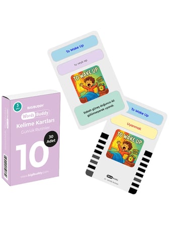 WordsBuddy Türkçe İngilizce Kelime Kartları Bedenim ve Günlük Yaşam 90 Kart 3’lü Set (BigiOne Cihaz Hariç)