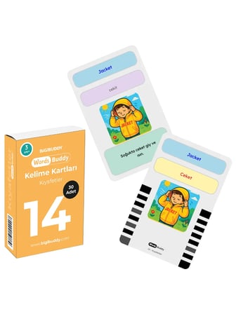 WordsBuddy Türkçe İngilizce Kelime Kartları Bedenim ve Günlük Yaşam 90 Kart 3’lü Set (BigiOne Cihaz Hariç)