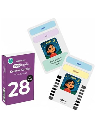 WordsBuddy Türkçe İngilizce Kelime Kartları Bedenim ve Günlük Yaşam 90 Kart 3’lü Set (BigiOne Cihaz Hariç)