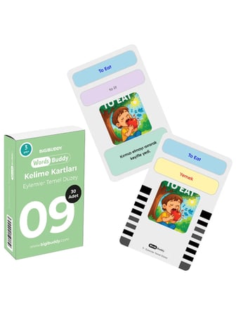 WordsBuddy Türkçe İngilizce Kelime Kartları Cümle Kurmaya Başlangıç 90 Kart 3’lü Set (BigiOne Cihaz Hariç)