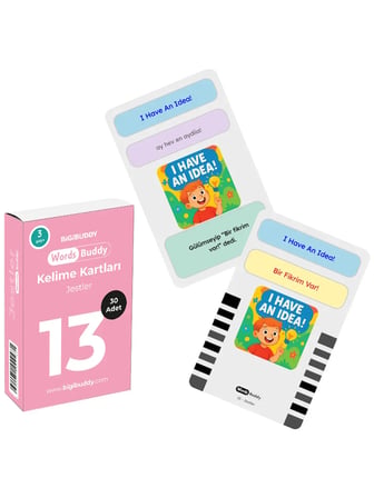 WordsBuddy Türkçe İngilizce Kelime Kartları Cümle Kurmaya Başlangıç 90 Kart 3’lü Set (BigiOne Cihaz Hariç)