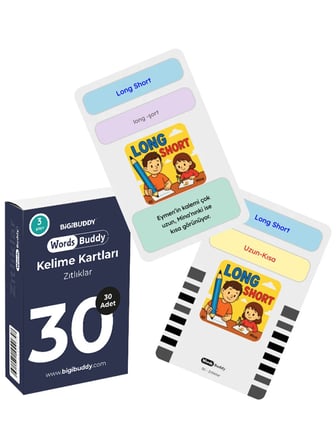 WordsBuddy Türkçe İngilizce Kelime Kartları Cümle Kurmaya Başlangıç 90 Kart 3’lü Set (BigiOne Cihaz Hariç)